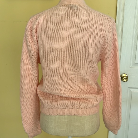 Vintage Pink Cable knit button down sweater, size S - Picture 2 of 5